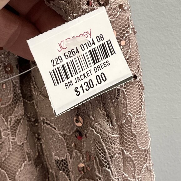 R & M Richards Dress 14 Blush Mauve Lace Sequin Overlay Maxi Gown‎ Fairy Event - Picture 4 of 11